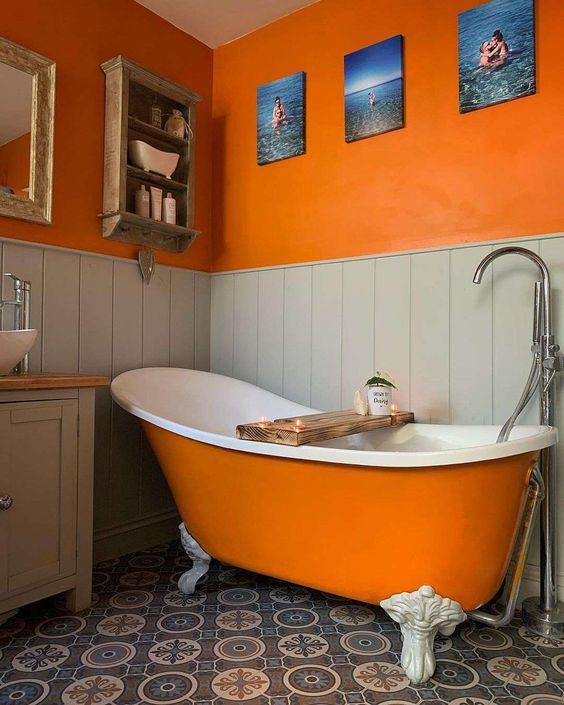 orange bathroom